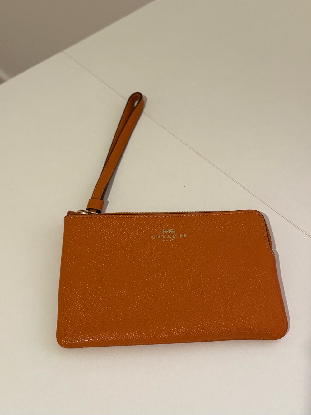 Coach Orange Leather Wristlet Pouch